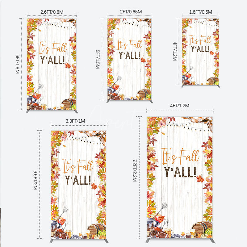 Aperturee - Aperturee It’s Fall Y’all Rectangle Backdrop for Autumn Party Football and Beer Tailgate Rustic Thanksgiving Decor