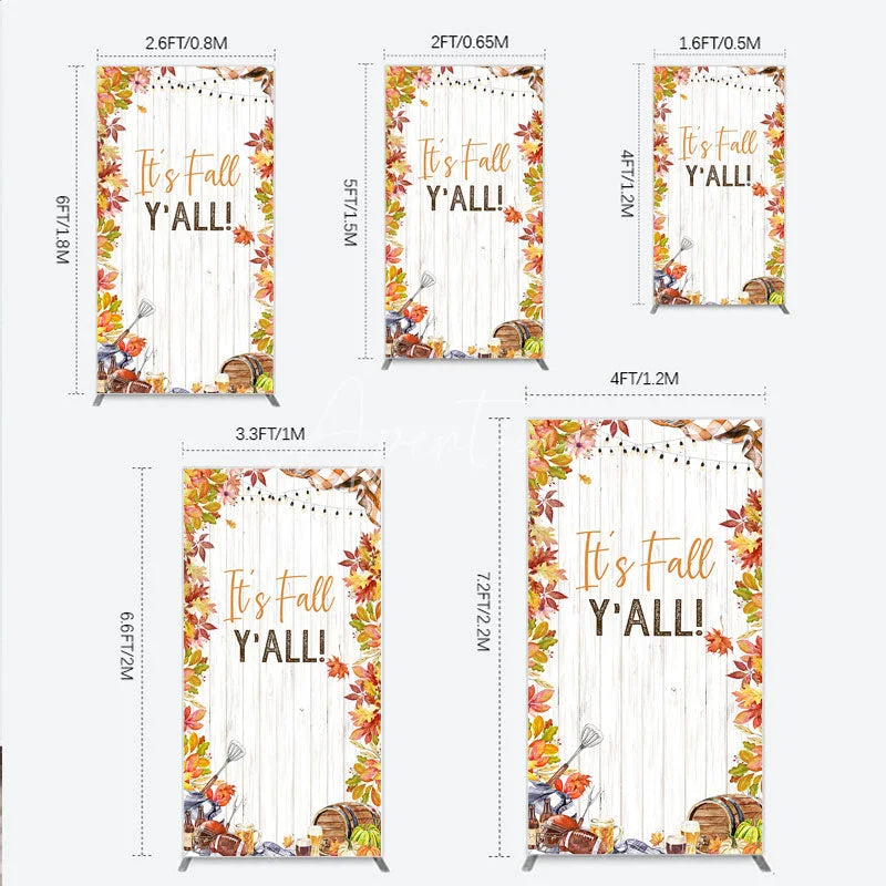 Aperturee - Aperturee It’s Fall Y’all Rectangle Backdrop for Autumn Party Football and Beer Tailgate Rustic Thanksgiving Decor