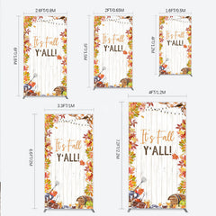 Aperturee - Aperturee It’s Fall Y’all Rectangle Backdrop for Autumn Party Football and Beer Tailgate Rustic Thanksgiving Decor