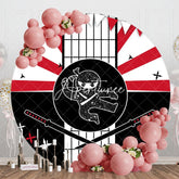 Aperturee - Aperturee Japanese Samurai Ninja Round Happy Birthday Backdrop