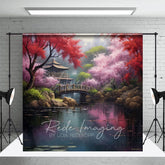 Aperturee - Aperturee Japanese Spring Garden Cabin Lake Photo Backdrop