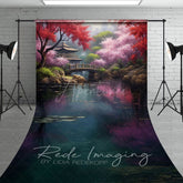 Aperturee - Aperturee Japanese Spring Garden Cabin Lake Sweep Backdrop