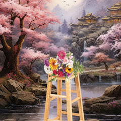 Aperturee - Aperturee Japanese Spring Sakura Garden Natural Scene Backdrop