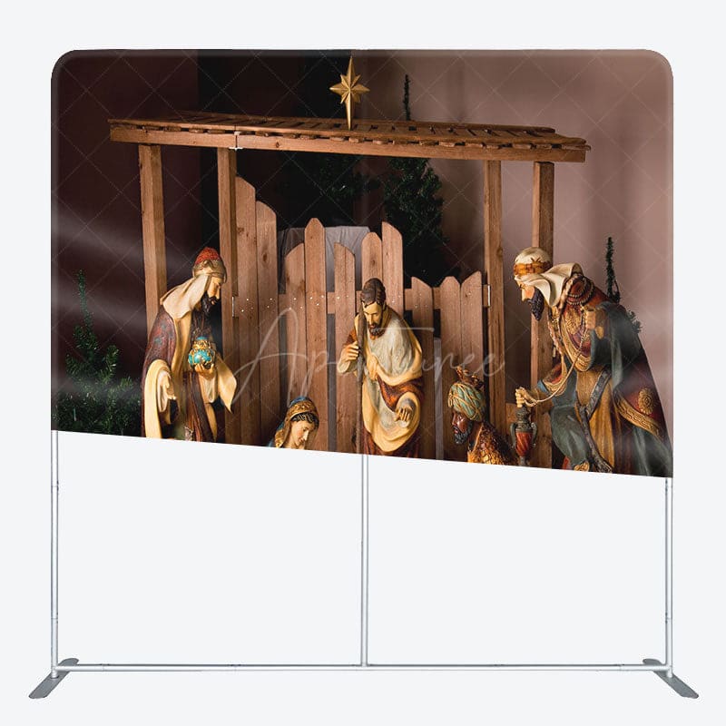 Aperturee - Aperturee Jesus Nativity Lamb Straw Christmas Pillow Case Backdrop