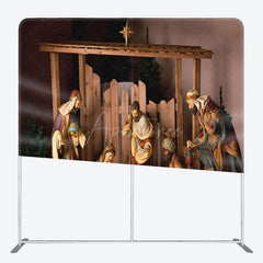 Aperturee - Aperturee Jesus Nativity Lamb Straw Christmas Pillow Case Backdrop