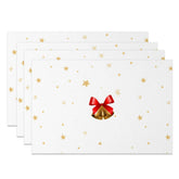 Aperturee - Aperturee Jingle Bell Gold Stars Christmas Set Of 4 Placemats