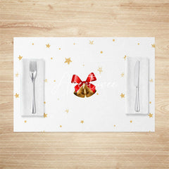 Aperturee - Aperturee Jingle Bell Gold Stars Christmas Set Of 4 Placemats