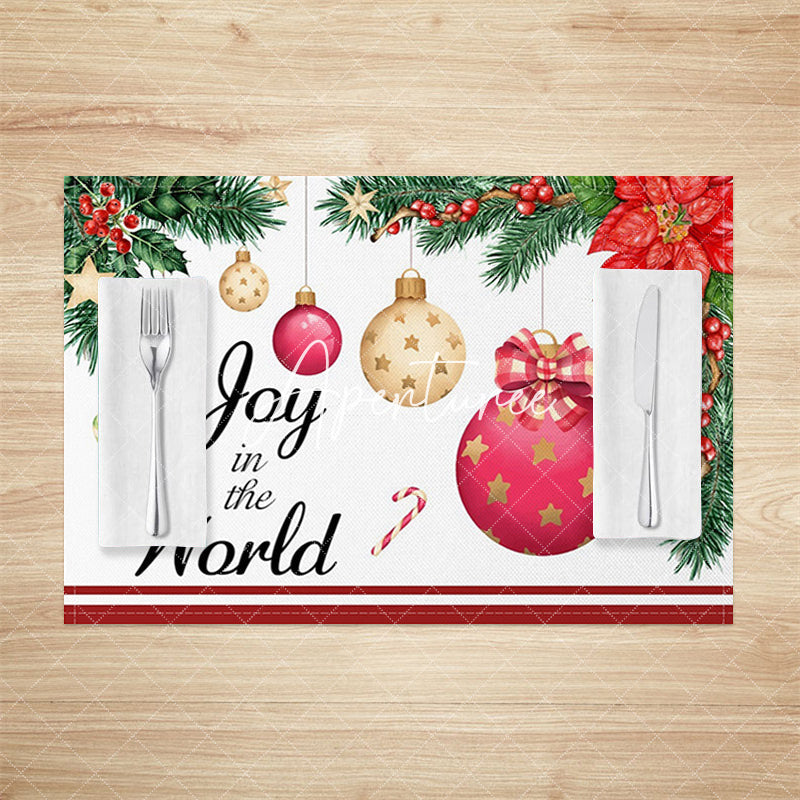 Aperturee - Aperturee Joy In The World Flower Christmas Set Of 4 Placemats