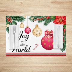 Aperturee - Aperturee Joy In The World Flower Christmas Set Of 4 Placemats