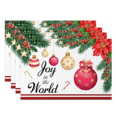 Aperturee - Aperturee Joy In The World Flower Christmas Set Of 4 Placemats