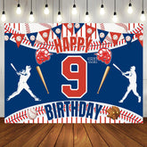 Aperturee - Aperturee Joyful Baseball Themed 9Th Birthday Festive Backdrop