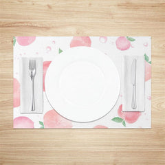 Aperturee - Aperturee Juicy Pink Peach Fruit Dining Set of 4 Placemats