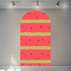 Aperturee - Aperturee Juicy Watermelon Slice Arch Backdrop Fun Cartoon Fruit Design Colorful Party Photo Booth Decor