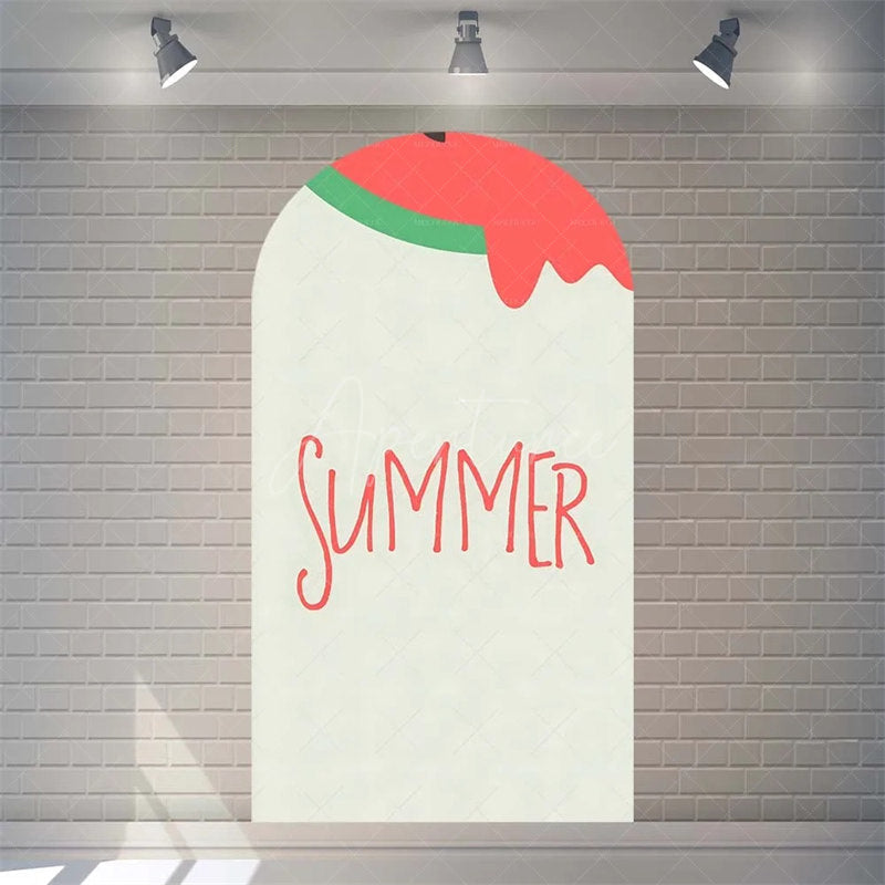 Aperturee - Aperturee Juicy Watermelon Slice Arch Backdrop Fun Cartoon Fruit Design Colorful Party Photo Booth Decor