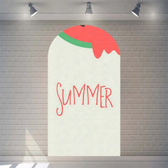 Aperturee - Aperturee Juicy Watermelon Slice Arch Backdrop Fun Cartoon Fruit Design Colorful Party Photo Booth Decor