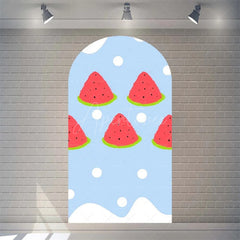 Aperturee - Aperturee Juicy Watermelon Slice Arch Backdrop Fun Cartoon Fruit Design Colorful Party Photo Booth Decor