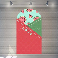 Aperturee - Aperturee Juicy Watermelon Slice Arch Backdrop Fun Cartoon Fruit Design Colorful Party Photo Booth Decor