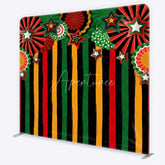 Aperturee - Aperturee Juneteenth Theme Tension Fabric Backdrop Pan-African Colors and Paper Fans Party Decoration