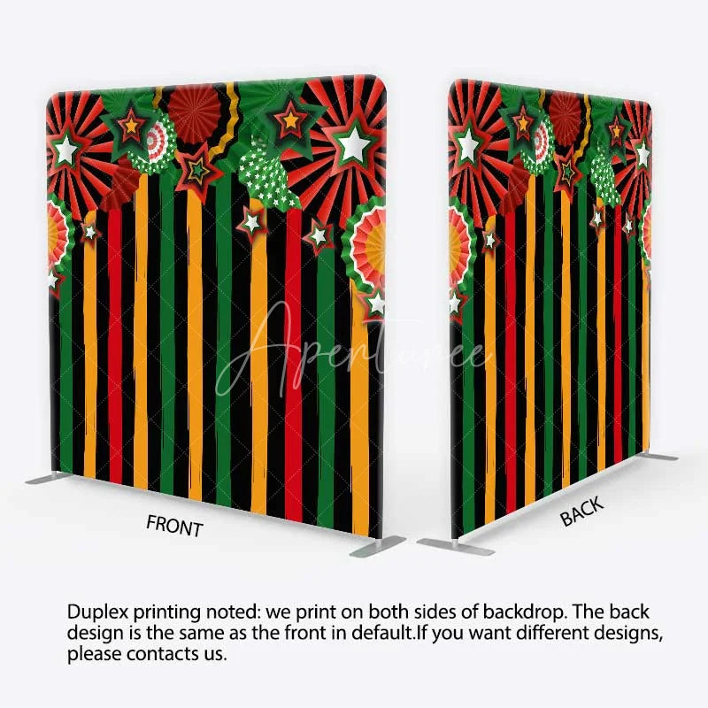 Aperturee - Aperturee Juneteenth Theme Tension Fabric Backdrop Pan-African Colors and Paper Fans Party Decoration
