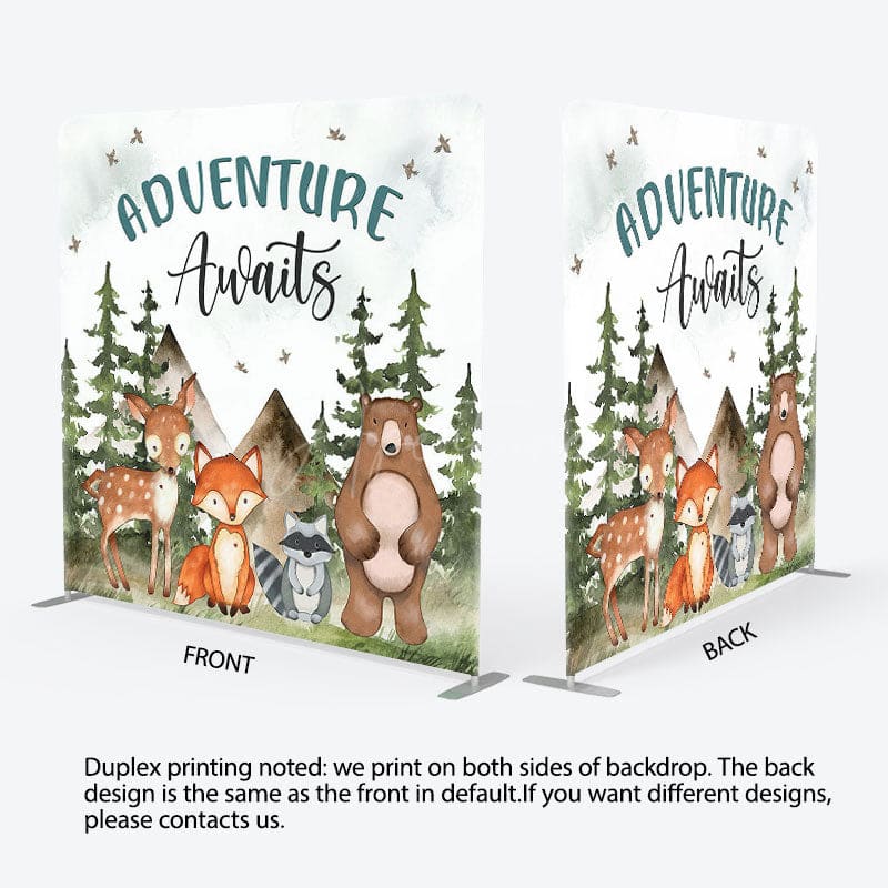 Aperturee - Aperturee Jungle Adventure Awaits Fabric Backdrop Cover for Birthday