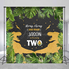 Aperturee - Aperturee Jungle Baby Dinosaur Custom Name 2nd Birthday Backdrop