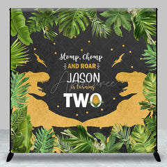 Aperturee - Aperturee Jungle Baby Dinosaur Custom Name 2nd Birthday Backdrop