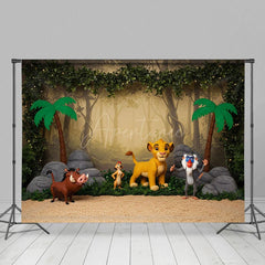Aperturee - Aperturee Jungle Forest Lovely Cartoon Cake Smash Backdrop