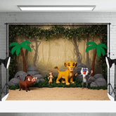 Aperturee - Aperturee Jungle Forest Lovely Cartoon Cake Smash Backdrop