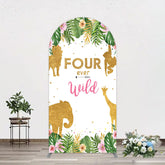 Aperturee - Aperturee Jungle Gold Four Ever Wild Birthday Arch Backdrop