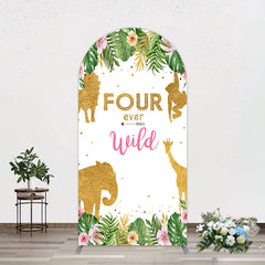 Aperturee - Aperturee Jungle Gold Four Ever Wild Birthday Arch Backdrop