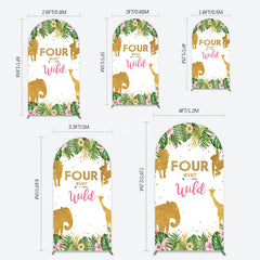 Aperturee - Aperturee Jungle Gold Four Ever Wild Birthday Arch Backdrop
