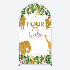Aperturee - Aperturee Jungle Gold Four Ever Wild Birthday Arch Backdrop