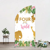 Aperturee - Aperturee Jungle Gold Four Ever Wild Birthday Half Moon Arch Backdrop