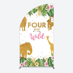 Aperturee - Aperturee Jungle Gold Four Ever Wild Birthday Half Moon Arch Backdrop