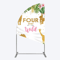 Aperturee - Aperturee Jungle Gold Four Ever Wild Birthday Half Moon Arch Backdrop