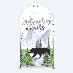 Aperturee - Aperturee Jungle Mountain Bear Forest Baby Shower Arch Backdrop