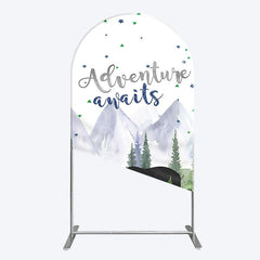 Aperturee - Aperturee Jungle Mountain Bear Forest Baby Shower Arch Backdrop