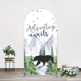 Aperturee - Aperturee Jungle Mountain Bear Forest Baby Shower Arch Backdrop