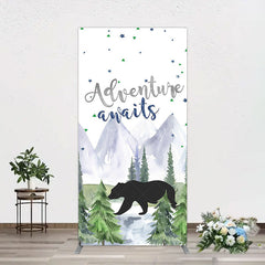 Aperturee - Aperturee Jungle Mountain Bear Forest Baby Shower Rectangle Backdrop