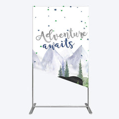 Aperturee - Aperturee Jungle Mountain Bear Forest Baby Shower Rectangle Backdrop