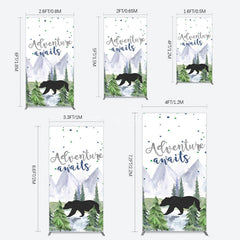 Aperturee - Aperturee Jungle Mountain Bear Forest Baby Shower Rectangle Backdrop