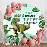 Aperturee - Aperturee Jungle Plant Dinosaur Round Birthday Party Backdrop