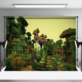 Aperturee - Aperturee Jungle Village Green World Photography Backdrop