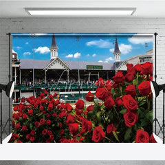 Aperturee - Aperturee Kentucky Derby Horse Racing Backdrop Churchill Downs Twin Spires and Red Roses Photography Background