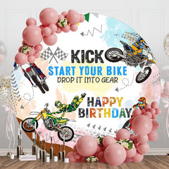 Aperturee - Aperturee Kick Start Your Bike Sports Round Birthday Backdrop