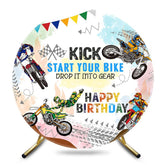 Aperturee - Aperturee Kick Start Your Bike Sports Round Birthday Backdrop