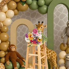 Aperturee - Aperturee Kid Safari Balloon Arch Birthday Cake Smash Backdrop