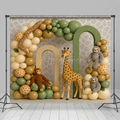 Aperturee - Aperturee Kid Safari Balloon Arch Birthday Cake Smash Backdrop