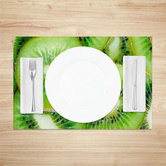 Aperturee - Aperturee Kiwi Slices Fruit Set of 4 Placemats For Dining