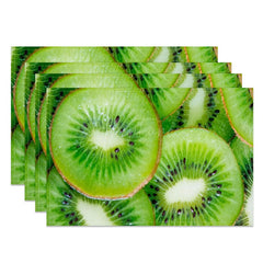 Aperturee - Aperturee Kiwi Slices Fruit Set of 4 Placemats For Dining